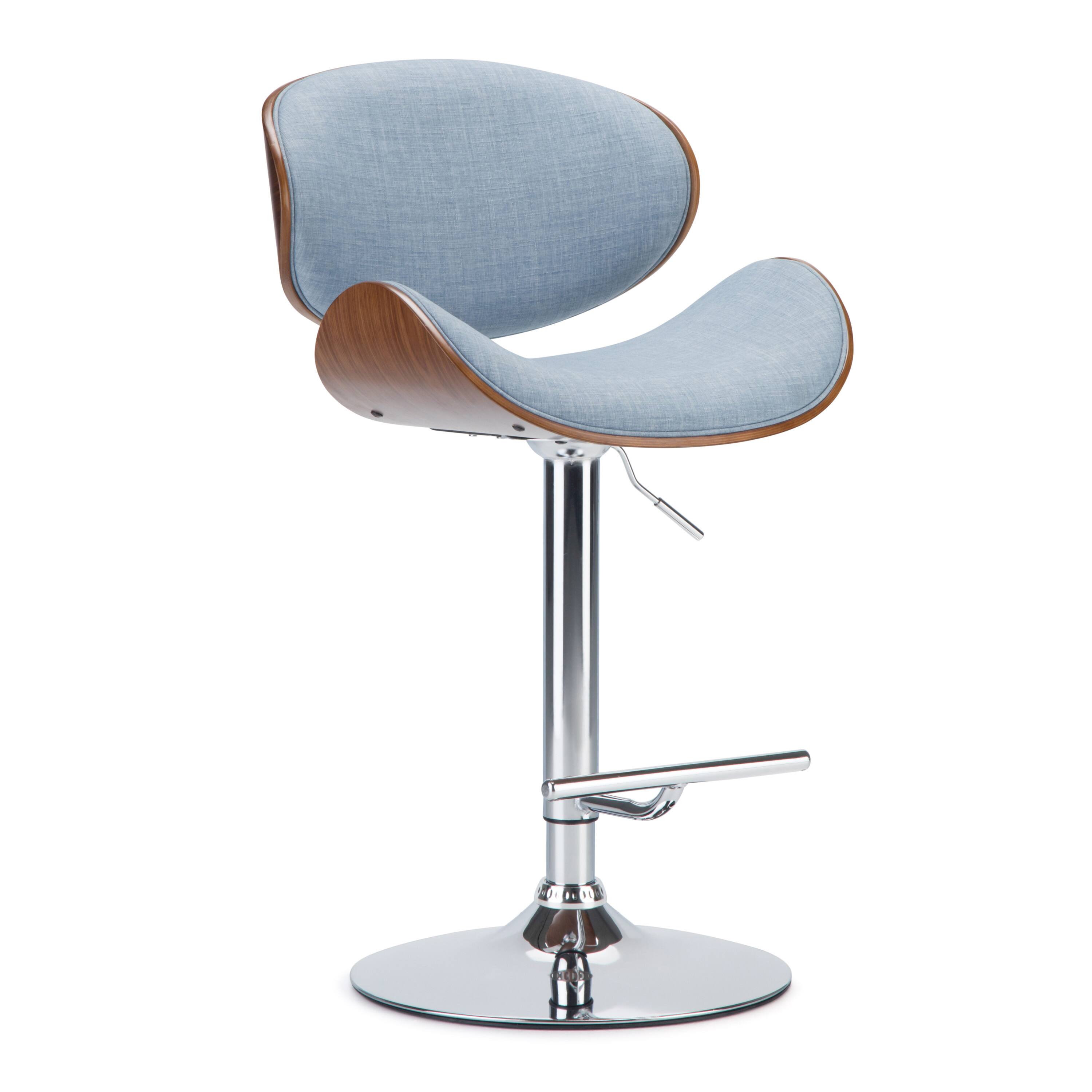 Angle. Simpli Home - Marana Bentwood Adjustable Height Gas Lift Bar Stool - Denim Blue.