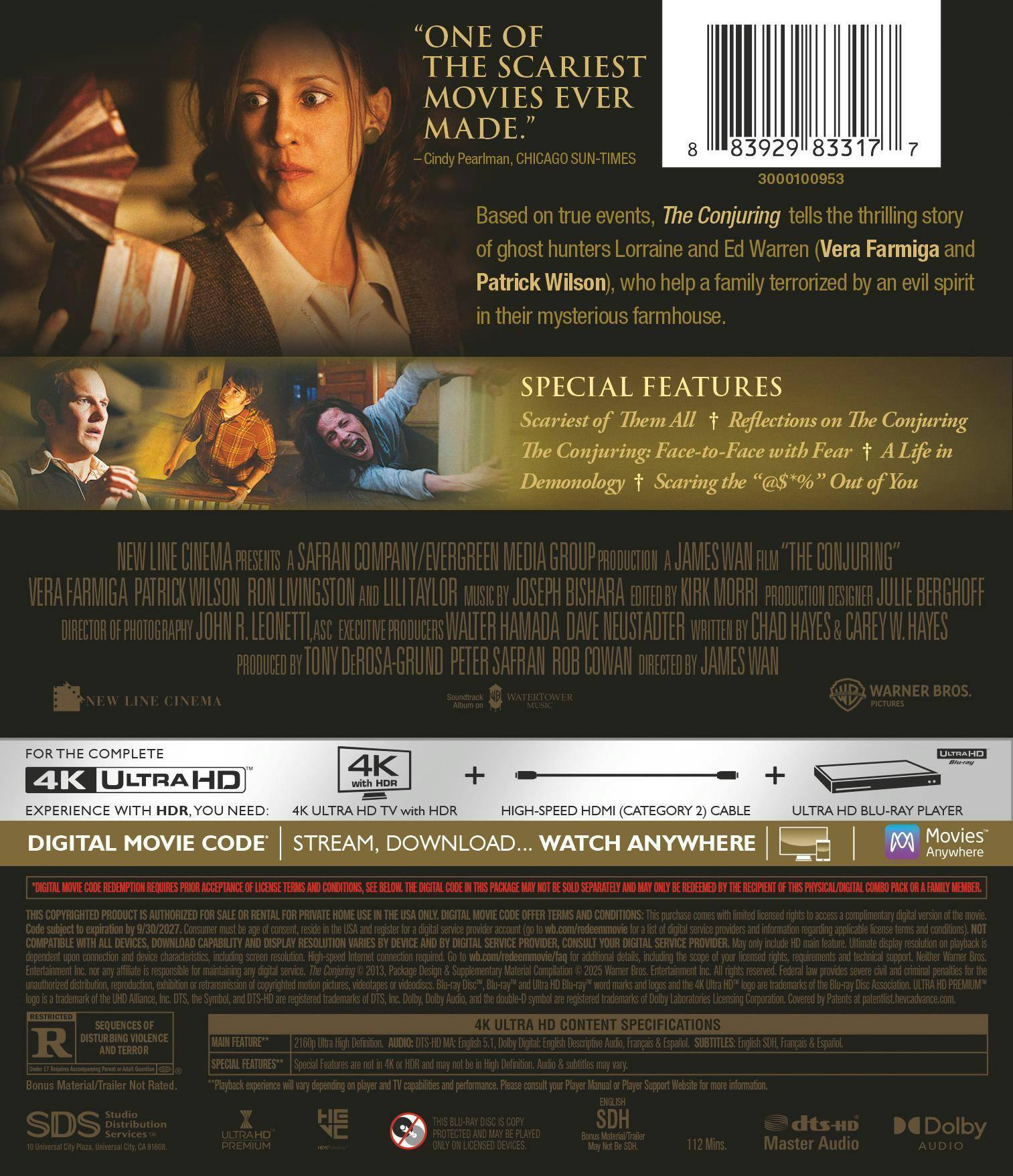 Back. The Conjuring   - 4K Blu-Ray.