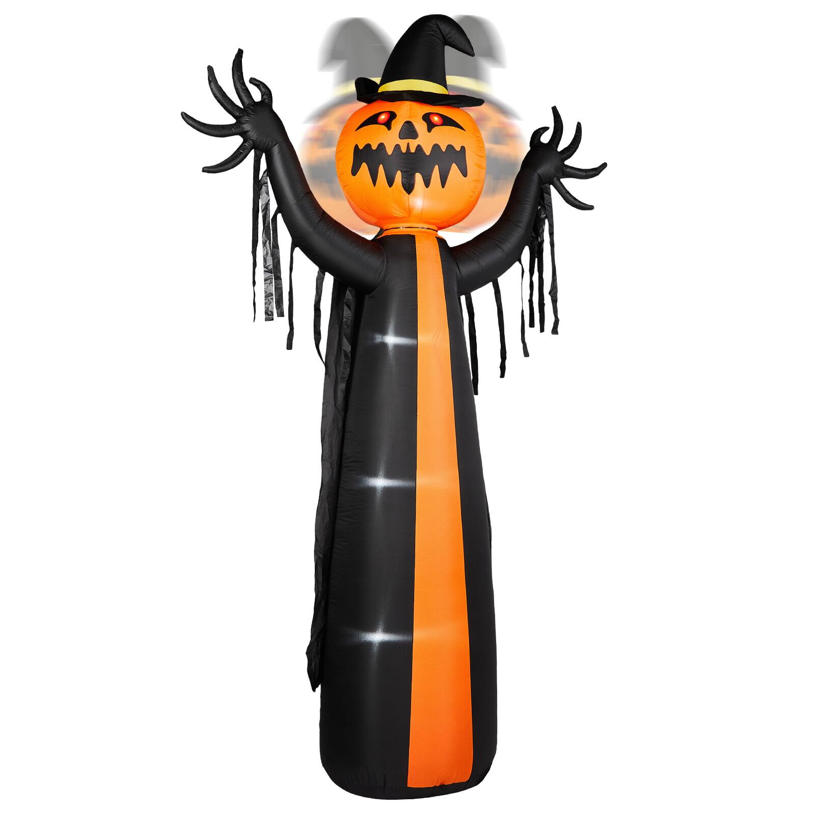 Angle. Sunoyar - 10ft Halloween Inflatable Pumpkin Ghost with Rotatable Head and LED Lights - Black.