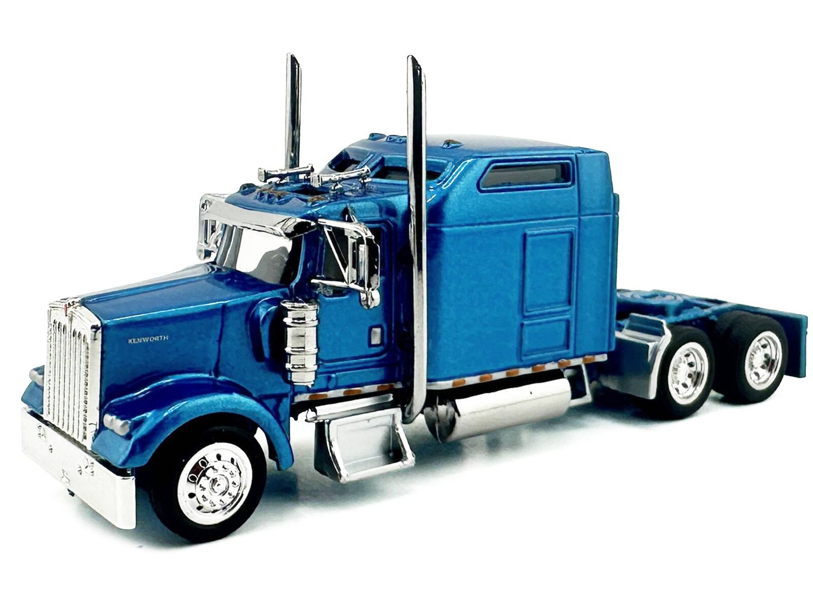Alt View 1. HO Logistics Replicas - Kenworth W900L Truck Tractor with Sleeper Cab Blue Metallic 1/87 (HO) Scale Plastic Model Car by HO Logistics.