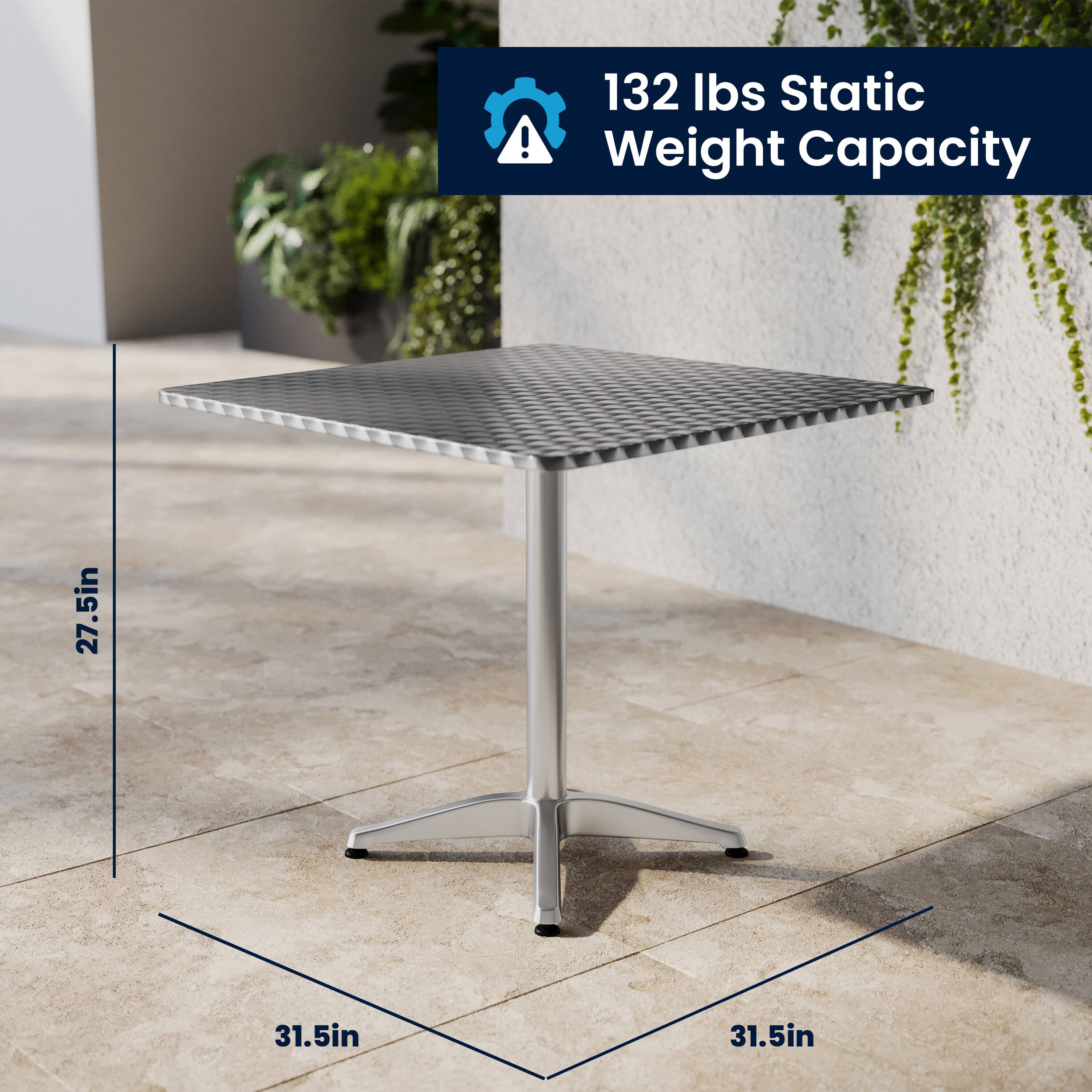 132 lbs Static Weight Capacity  
27.5in  
31.5in  
31.5in