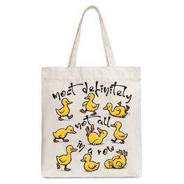 OrnamentallyYou - Funny Ducks Not All in a Row Sarcastic Canvas Tote Bag, Mental Health Motivational Gift Shopper - Beige
