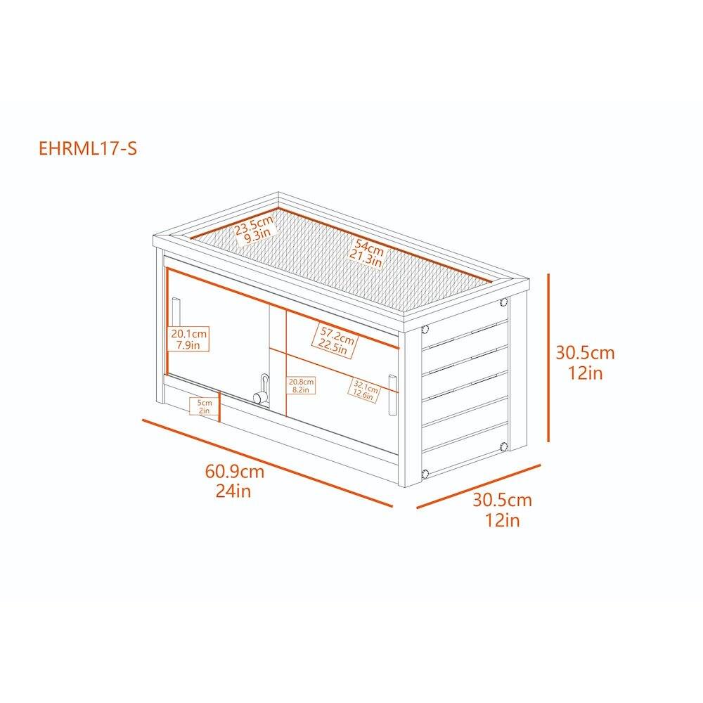 EHRML17-S  
23.5cm 9.3in  
54cm 21.3in  
20.1cm 7.9in  
57.2cm 22.5in  
20.8cm 8.2in  
30.5cm 12in  
60.9cm 24in  
30.5cm 12in