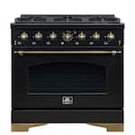 Forno Appliances - Antico 4.5 Cu. Ft. Freestanding Gas Convection Range with Antique Brass Accents - Black