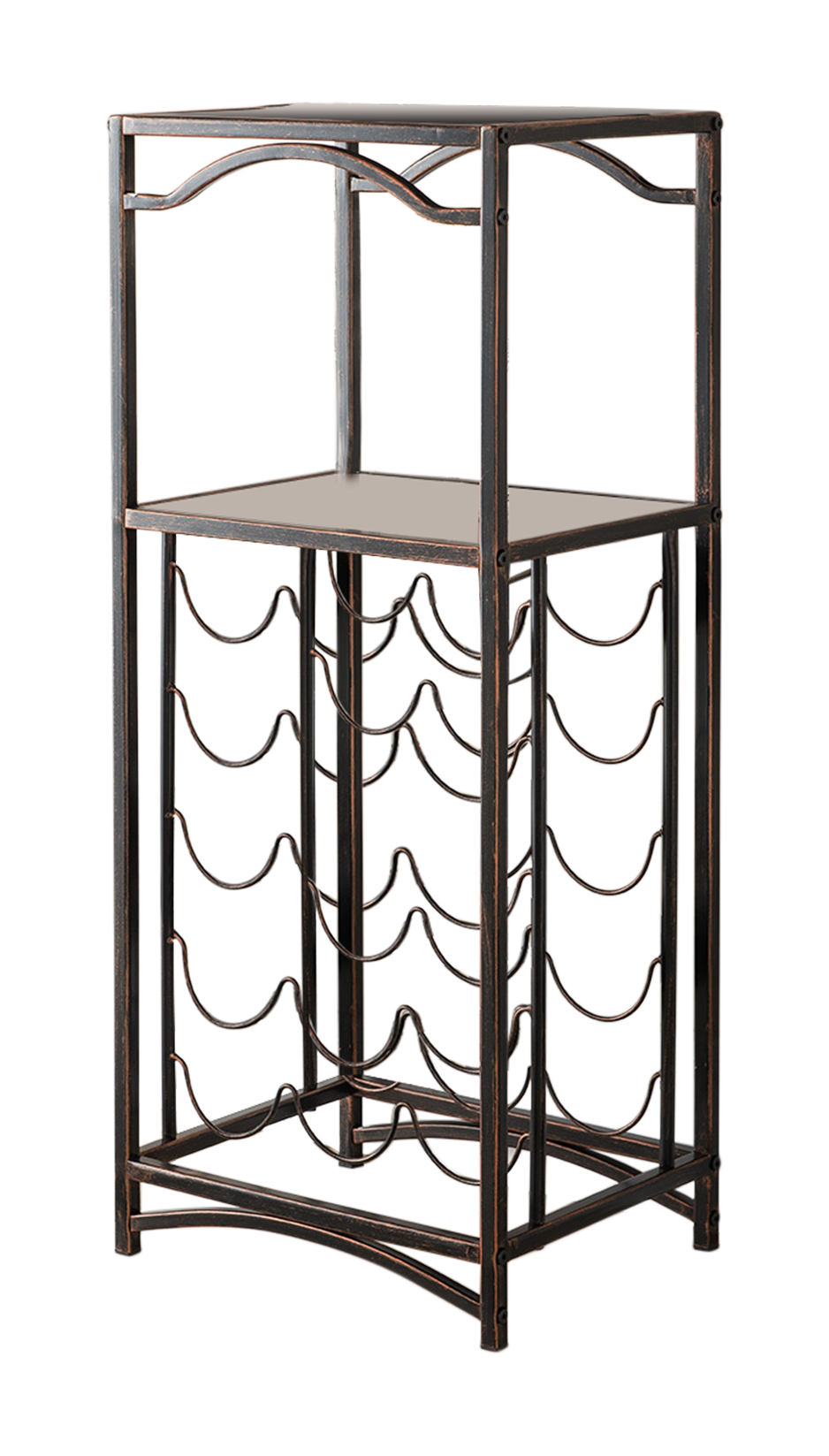 Angle. Kings Brand Furniture - Kings Brand Furniture Metal 15 Bottle Wine Rack Storage Organizer, Brushed Copper - Rust/Copper.