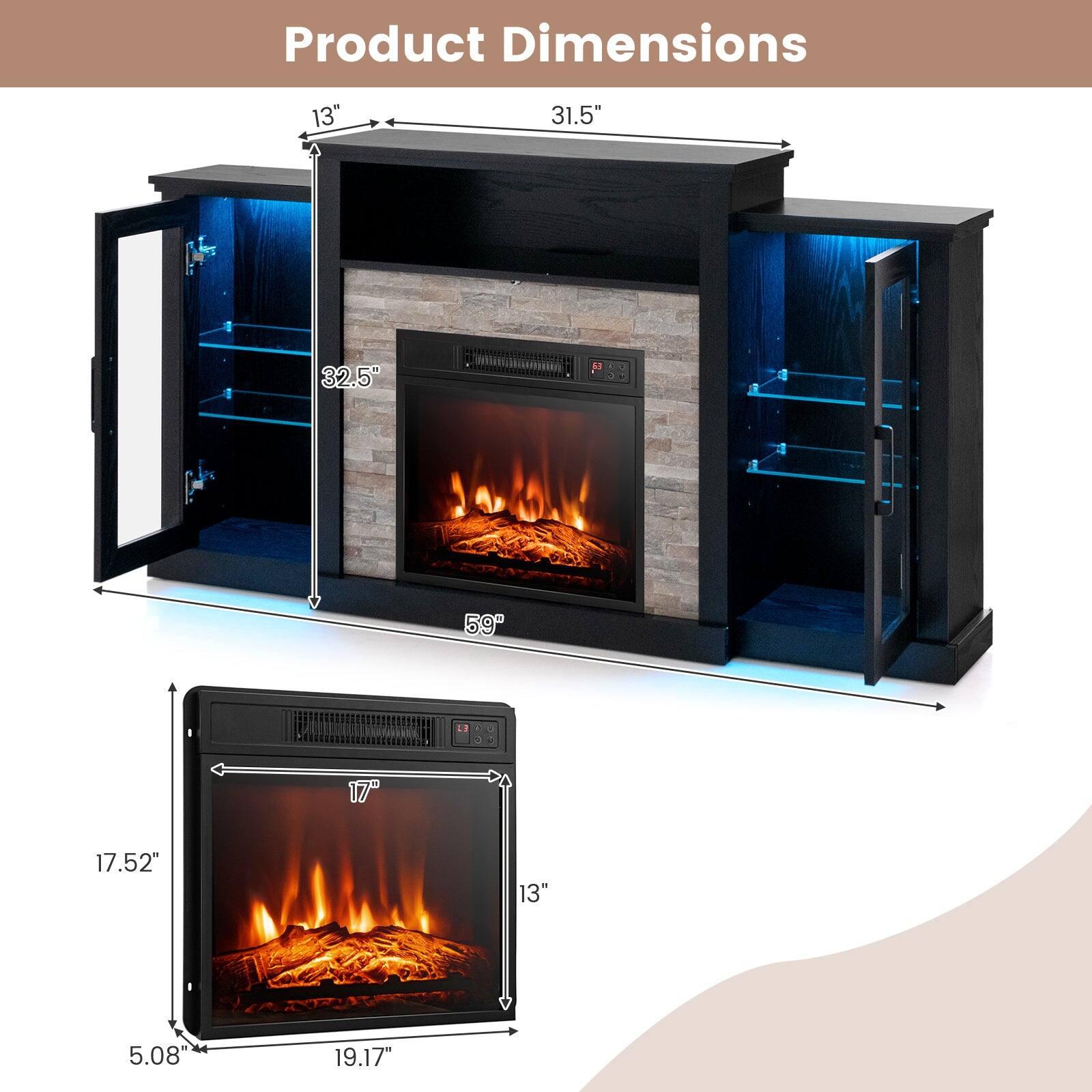 Product Dimensions

- Width: 31.5"
- Height: 32.5"
- Depth: 59"
- Width of the smaller unit: 17.52"
- Height of the smaller unit: 19.17"
- Depth of the smaller unit: 5.08"