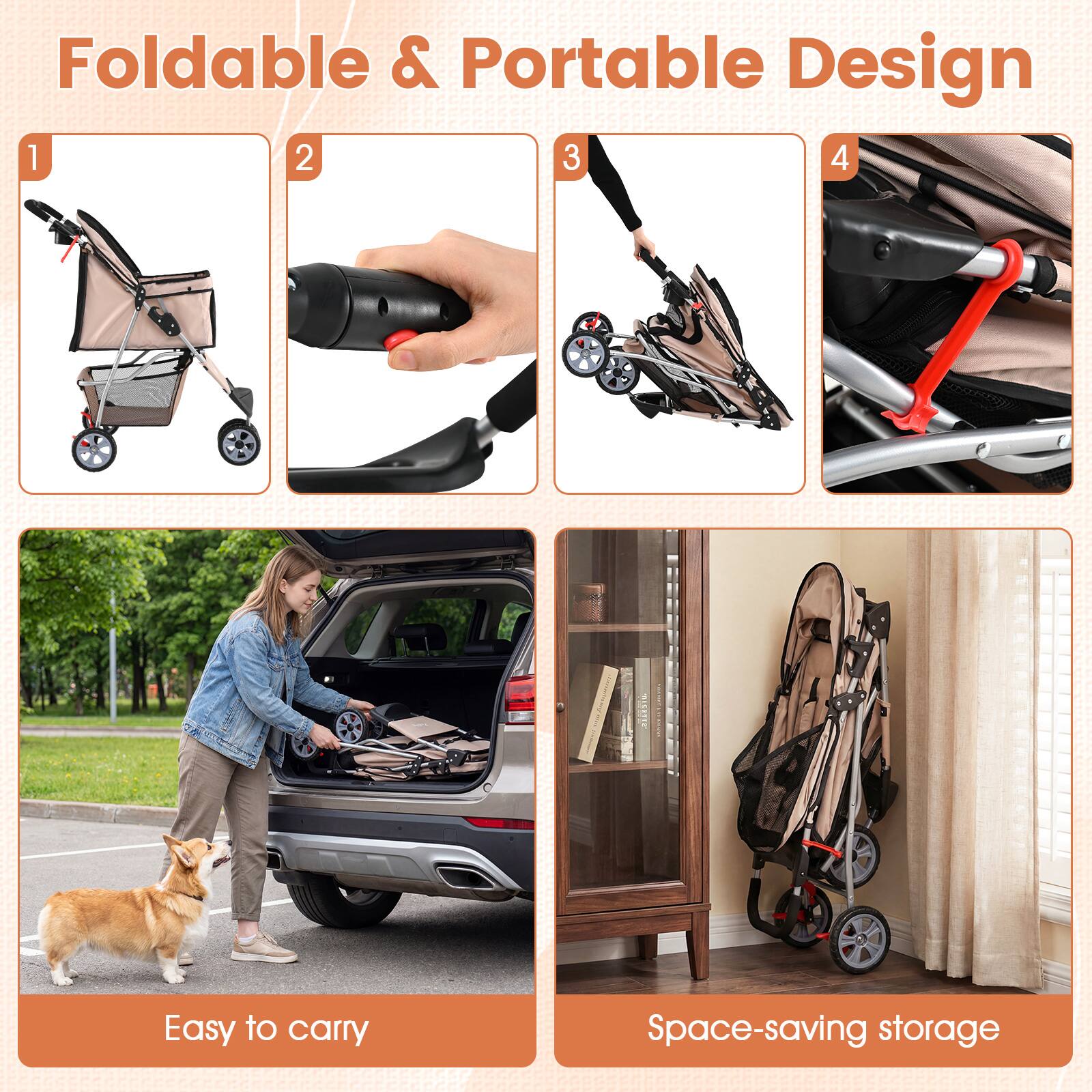 Foldable & Portable Design

1. Easy to carry
2. Space-saving storage