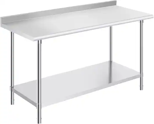 Front. OSTBA - 24 × 60 in Stainless Steel Prep Table, NSF Commercial Heavy-Duty Work Table with Adjustable Undershelf & Feet - Stainless Steel.