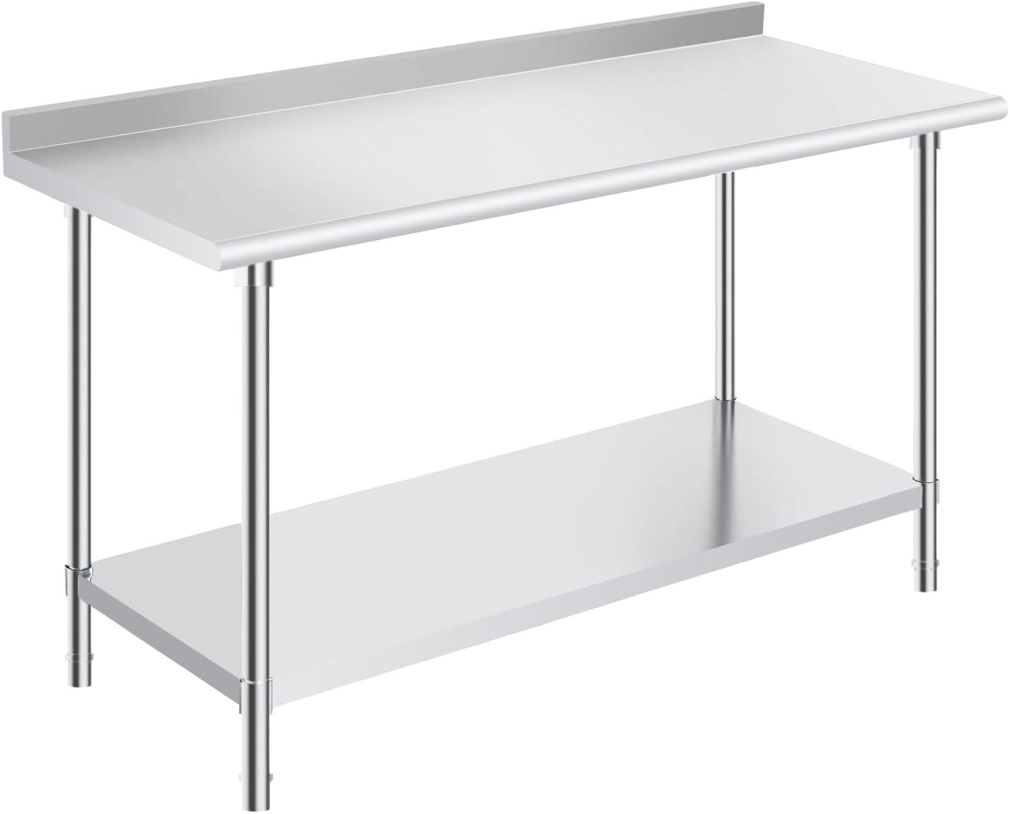 Front. OSTBA - 24 × 60 in Stainless Steel Prep Table, NSF Commercial Heavy-Duty Work Table with Adjustable Undershelf & Feet - Stainless Steel.