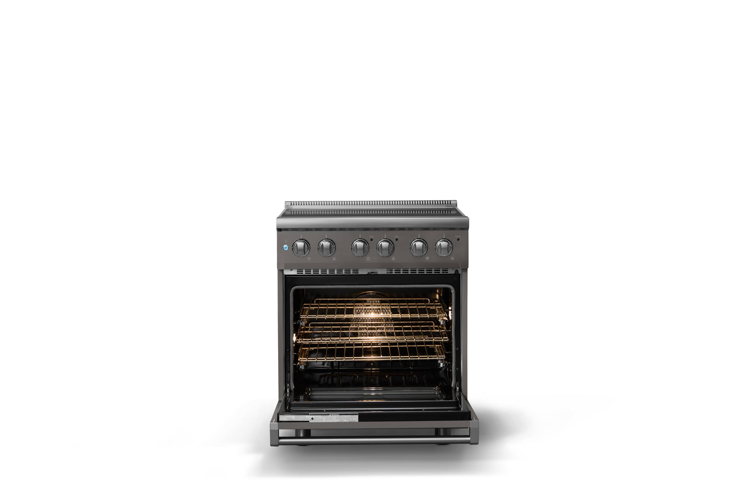 Alt View 3. Viking - 30 in. Wide 4 Elements Pro 5 Series 4.7 Cu. Ft. Freestanding Electric Convection Range - Damascus Gray - Damascus Gray.