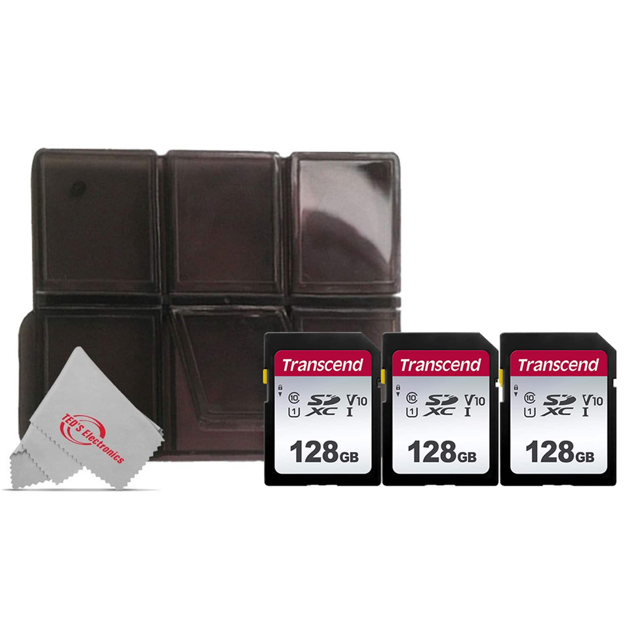 Transcend - Three-Pack 128GB SDXC UHS-I U1 Class 10 Memory Cards with Slim Card Holder