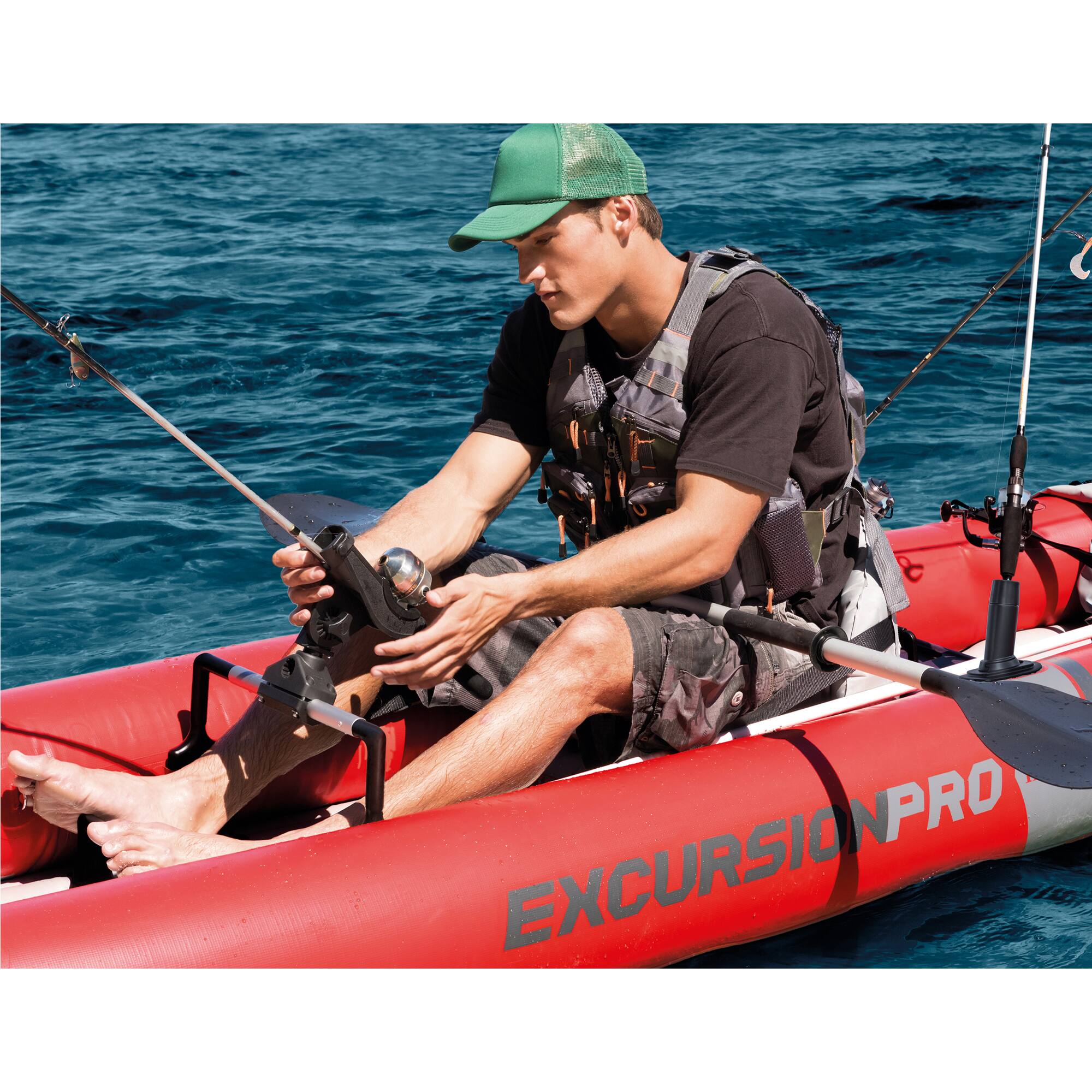 Alt View 18. Intex - Excursion Pro Inflatable 2 Person Vinyl Kayak with 2 Oars and Pump - Red.