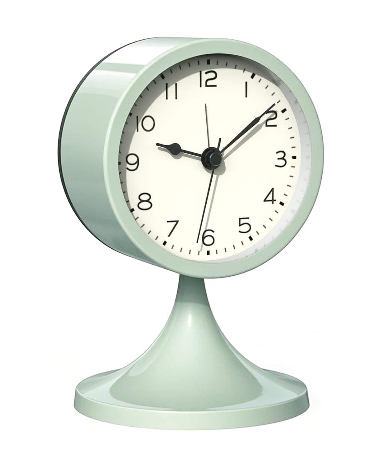 FINEAK - 3" Silent Retro Metal Analog Alarm Clock, Battery Operated with Light - Green
