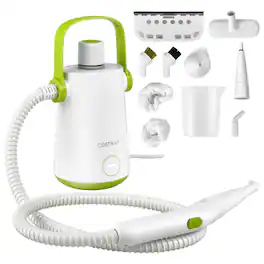 Costway - 1000W Multifunction Portable Hand-held Steam Cleaner W/10 Accessories - Green,White