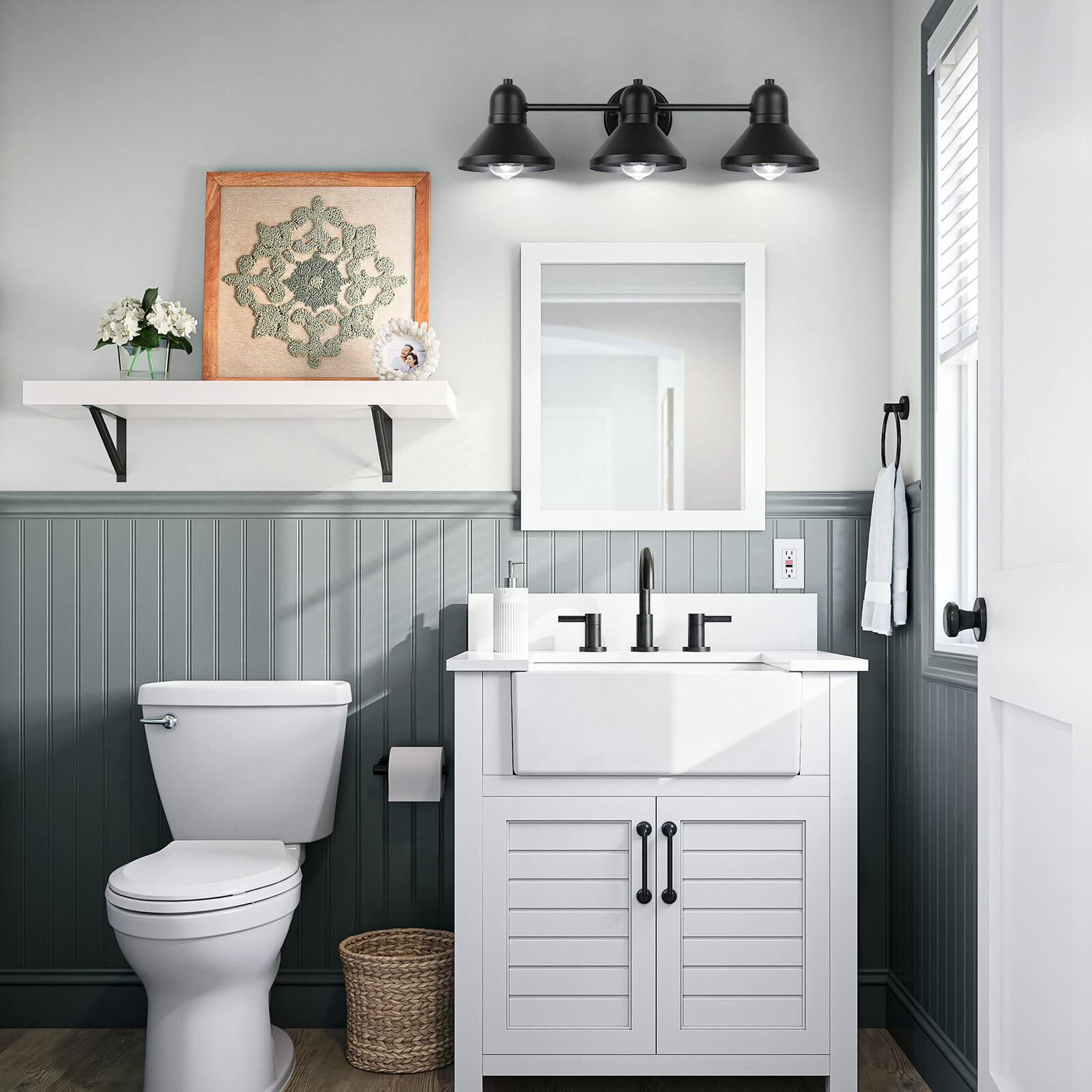 Alt View 4. Dazzling Pops - Bathroom Light Fixtures Vanity Over Mirror Matte Metal Modern Farmhouse Rustic Industrial Indoor Wall Mount - 3-Light.
