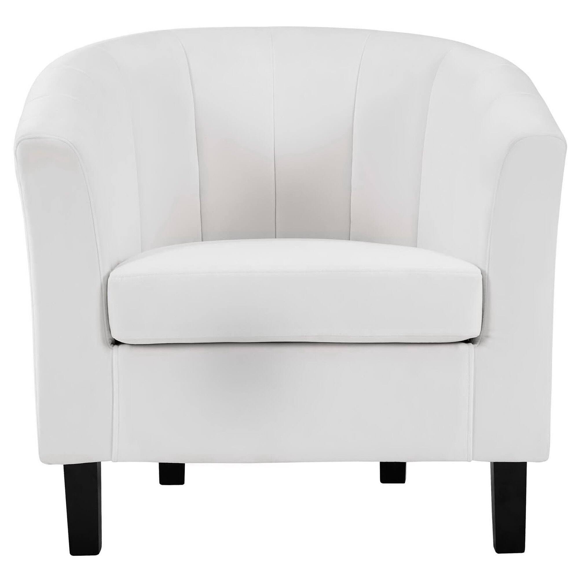 Left. Modway - Prospect Channel Tufted Performance Velvet Armchair by Modway - White.