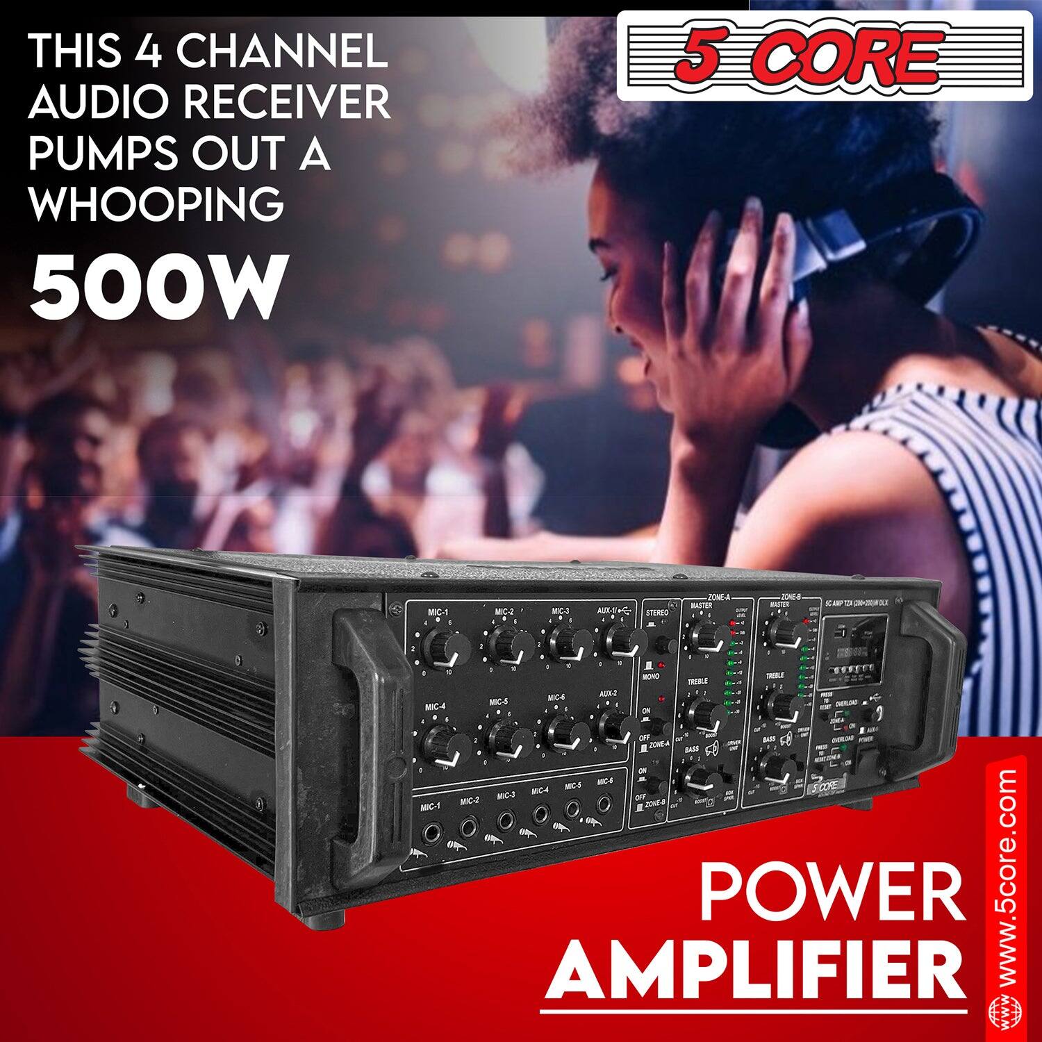 THIS 4 CHANNEL AUDIO RECEIVER PUMPS OUT A WHOOPING 500W

5 CORE

POWER AMPLIFIER

www.5core.com
