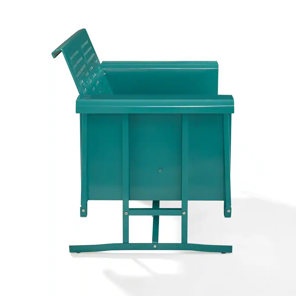 Back. Crosley Furniture - Bates Retro Outdoor Loveseat Glider - Turquoise Gloss.
