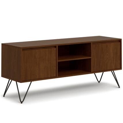 Front. Simpli Home - Hunter TV Media Stand - Walnut Veneer.