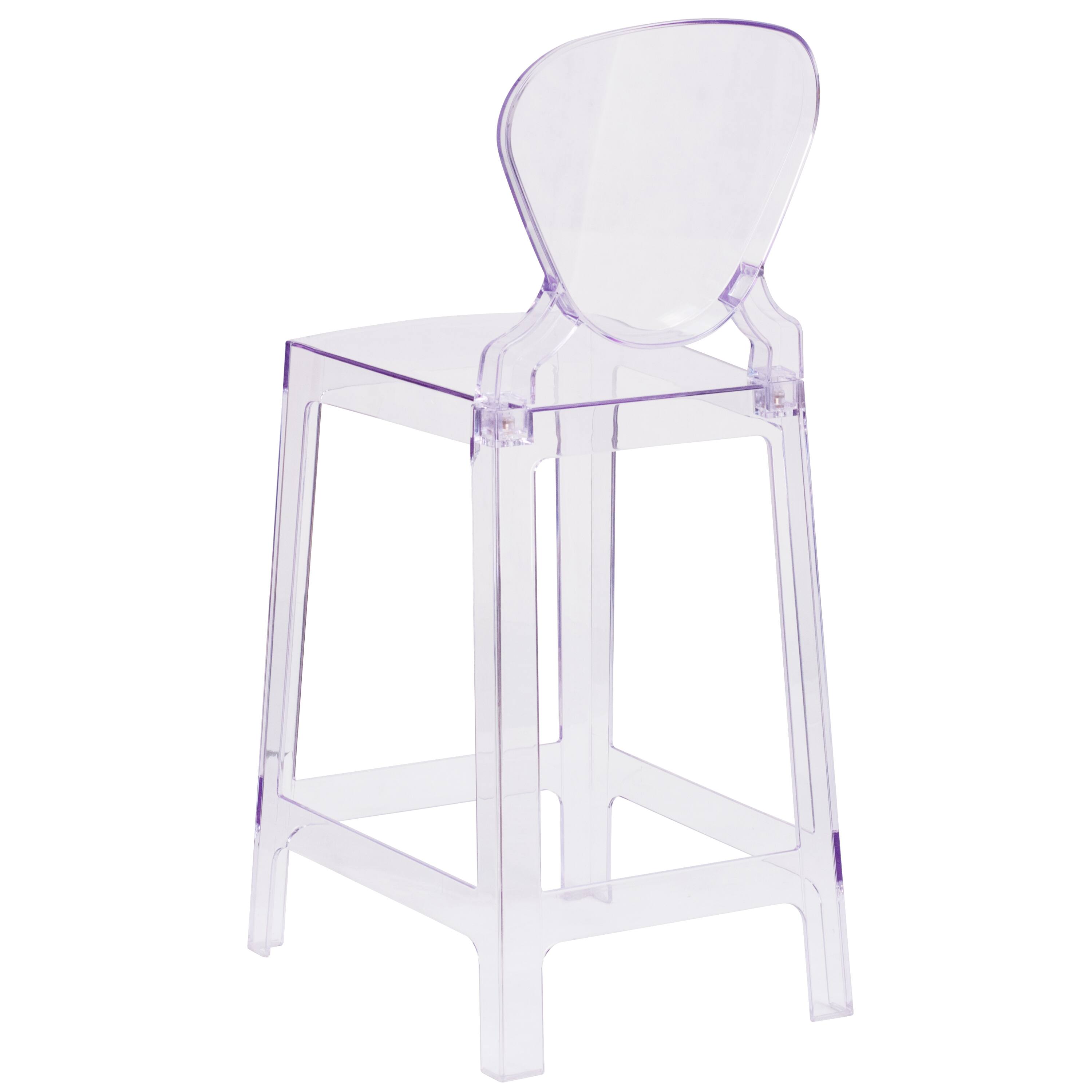 Alt View 3. Emma + Oliver - Ghost Counter Stool in Transparent Crystal with Tear Back - Transparent Crystal.