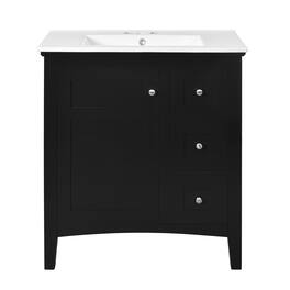 Boyel Living - 30 Inch Bathroom Vanity with Ceramic Sink Three Drawers - Black