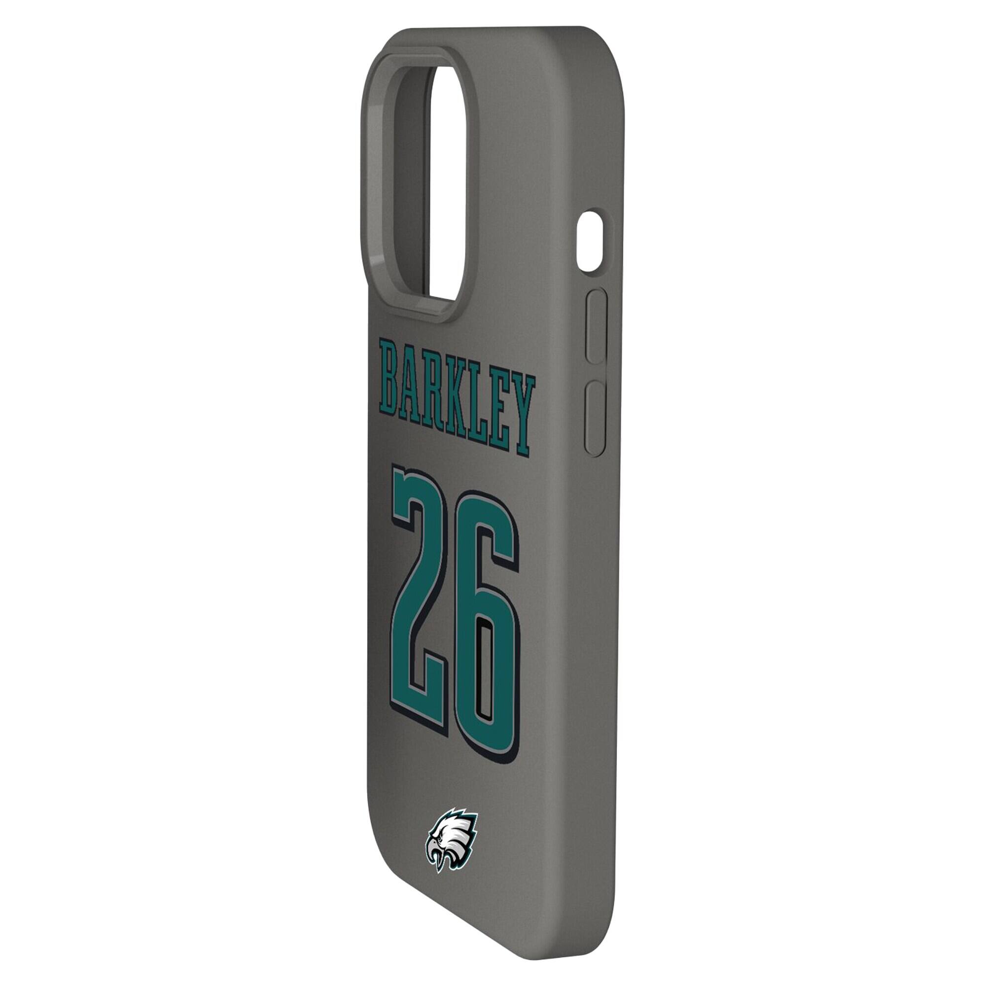 Alt View 1. Keyscaper - Saquon Barkley Gray Philadelphia Eagles Ready Soft Touch iPhone Case - 15 Pro Max - Gray.