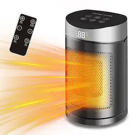 Cluzine - Portable PTC Space Heater with Remote, 6 Modes, 90° Oscillation, 40% Energy Saving, for Home Office