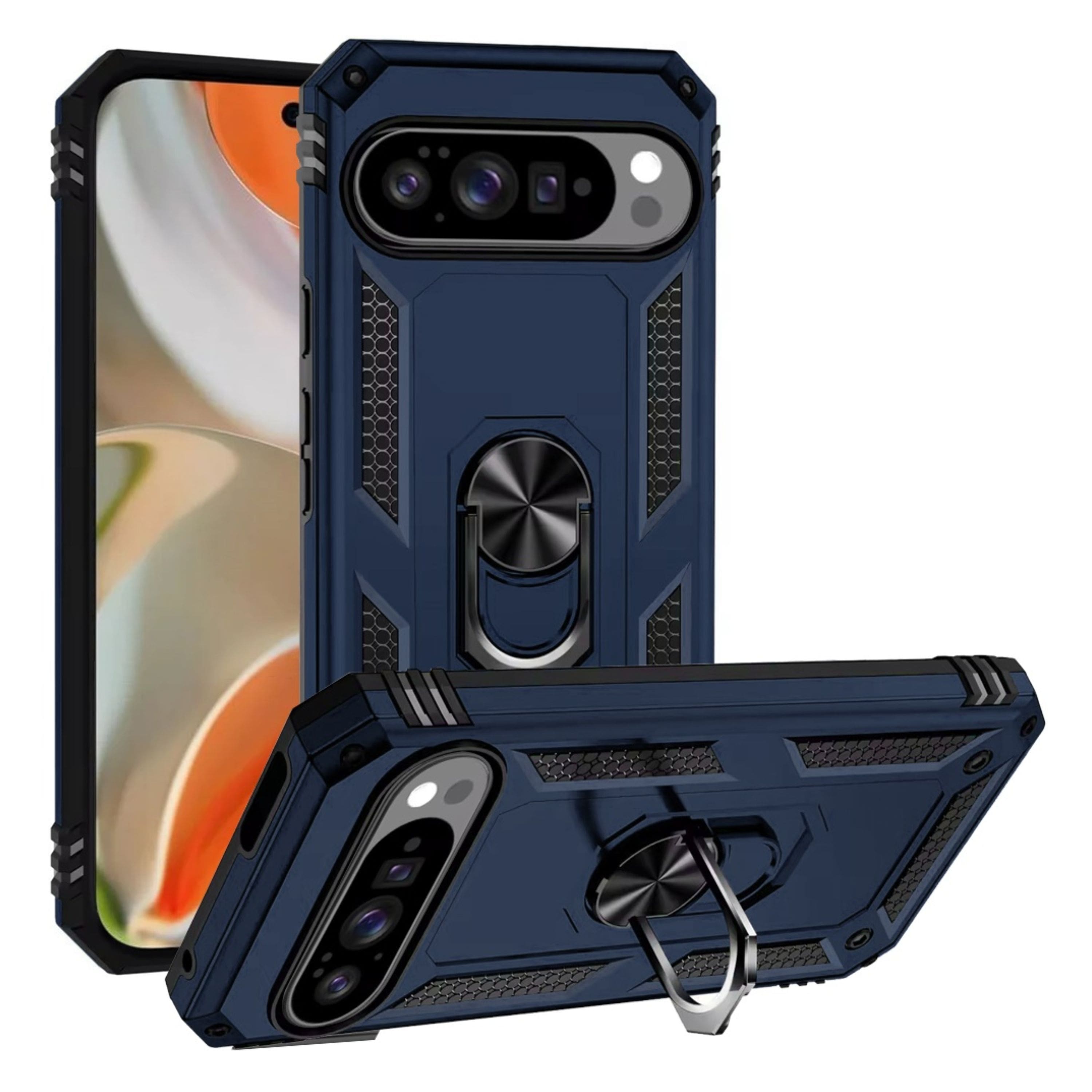 Kitcheniva - Shockproof Ring Holder Magnetic Kickstand Phone Case With Tempered Glass For Google Pixel 10 Pro XL - Blue price history on PriceWatchPro