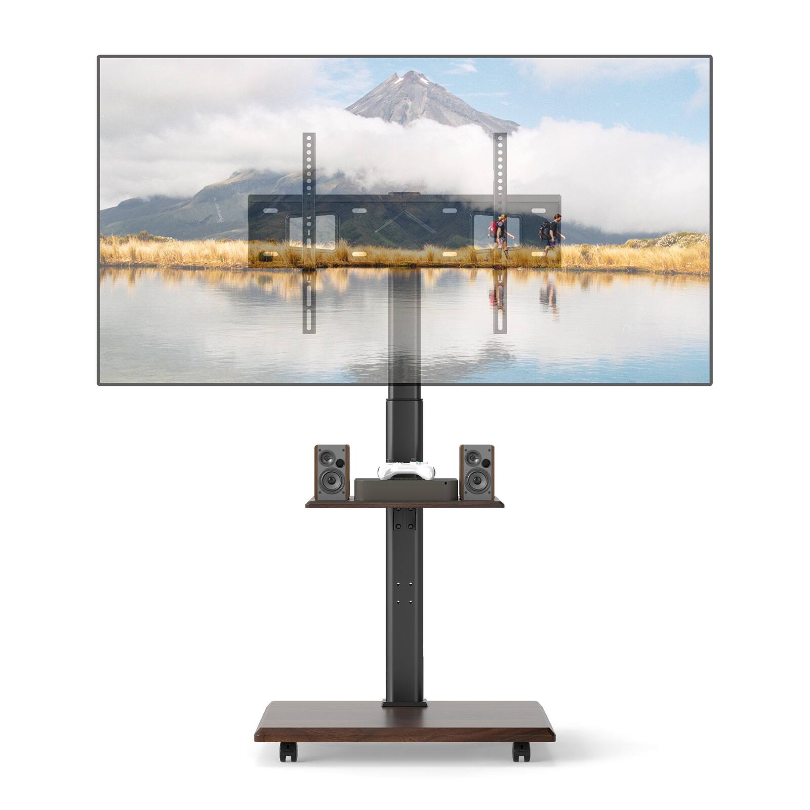Alt View 9. Gymax - Gymax Rolling TV Stand on Wheels w/30 Degree Tilt Mount Adjustable Shelf & Cable Management Walnut & Black - Black.