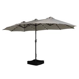 Boyel Living - 15 FT Extra Large Double Sided Patio Umbrella with Base and Solar LED - Beige