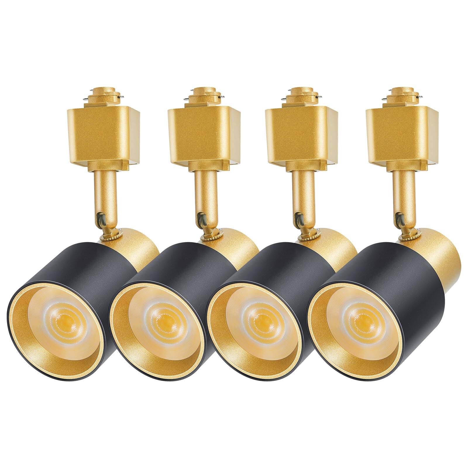 Front. Dazzed Corner - 10W LED H-Type Dimmable Track Lighting Heads, Pack of 4 - Gold.