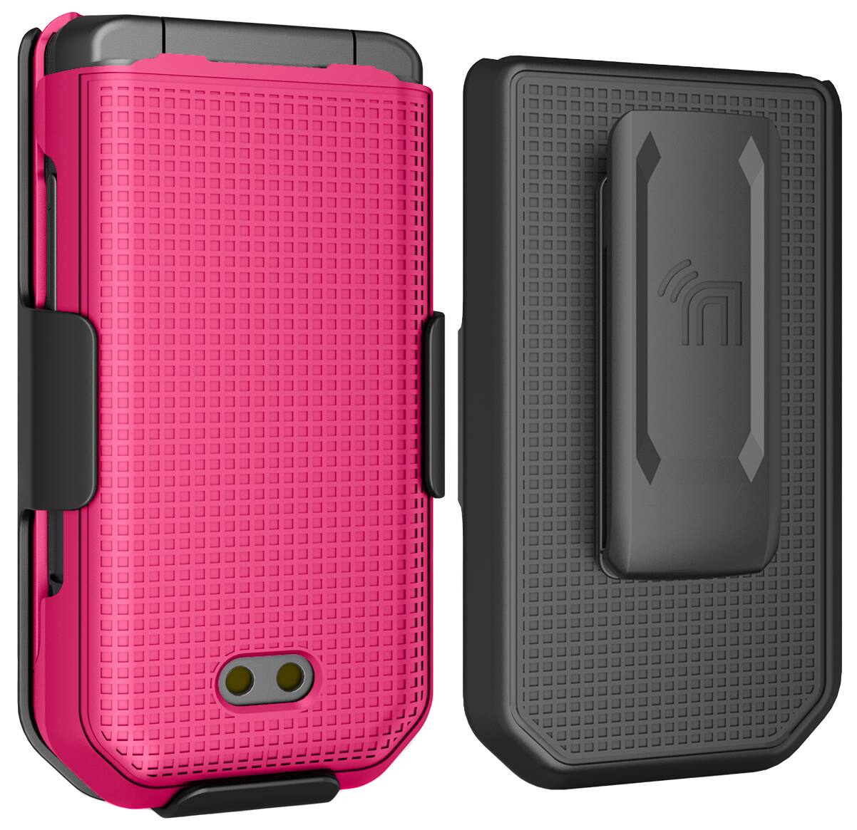 Alt View 8. Nakedcellphone - Case and Belt Clip Holster for CAT S22 Flip Phone - Pink.