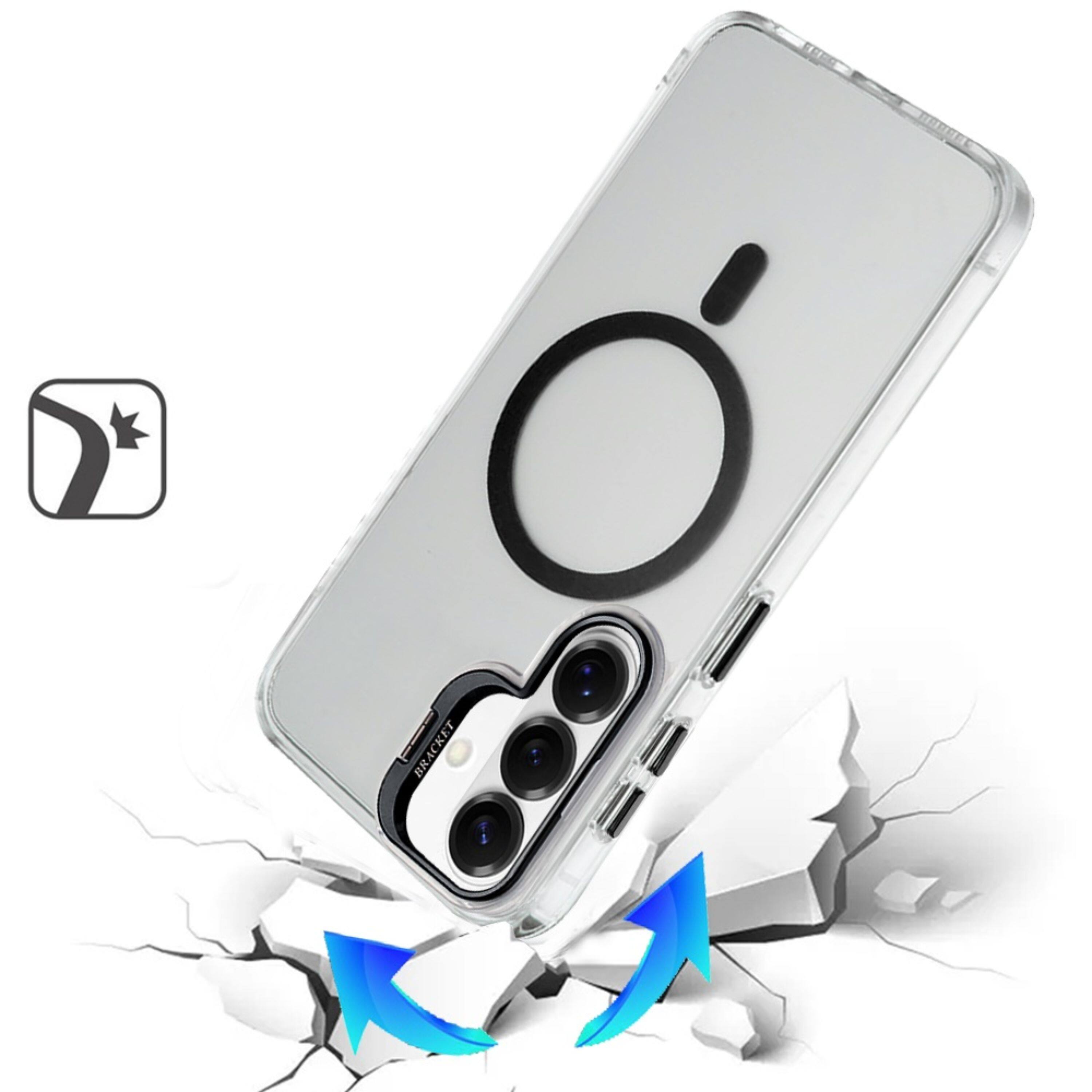 Angle. Kitcheniva - Metallic Camera Stand Magnetic Circle Plus Tempered Glass For Samsung S26 Black - Black.