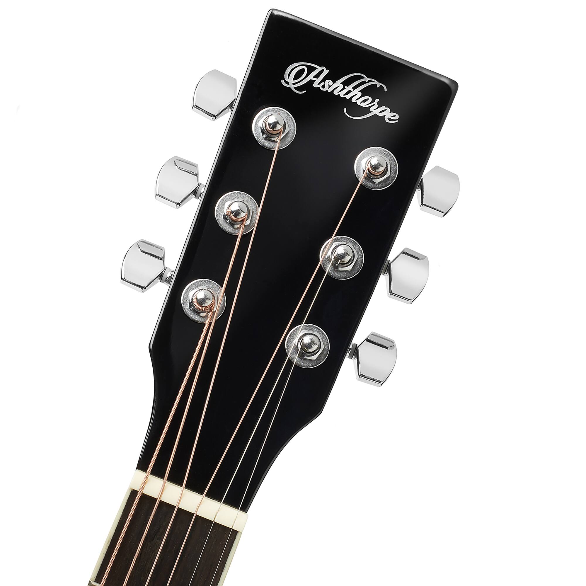 Alt View 3. Ashthorpe - 41-in Dreadnought Acoustic Electric Guitar with 10 Watt Amp - Black.
