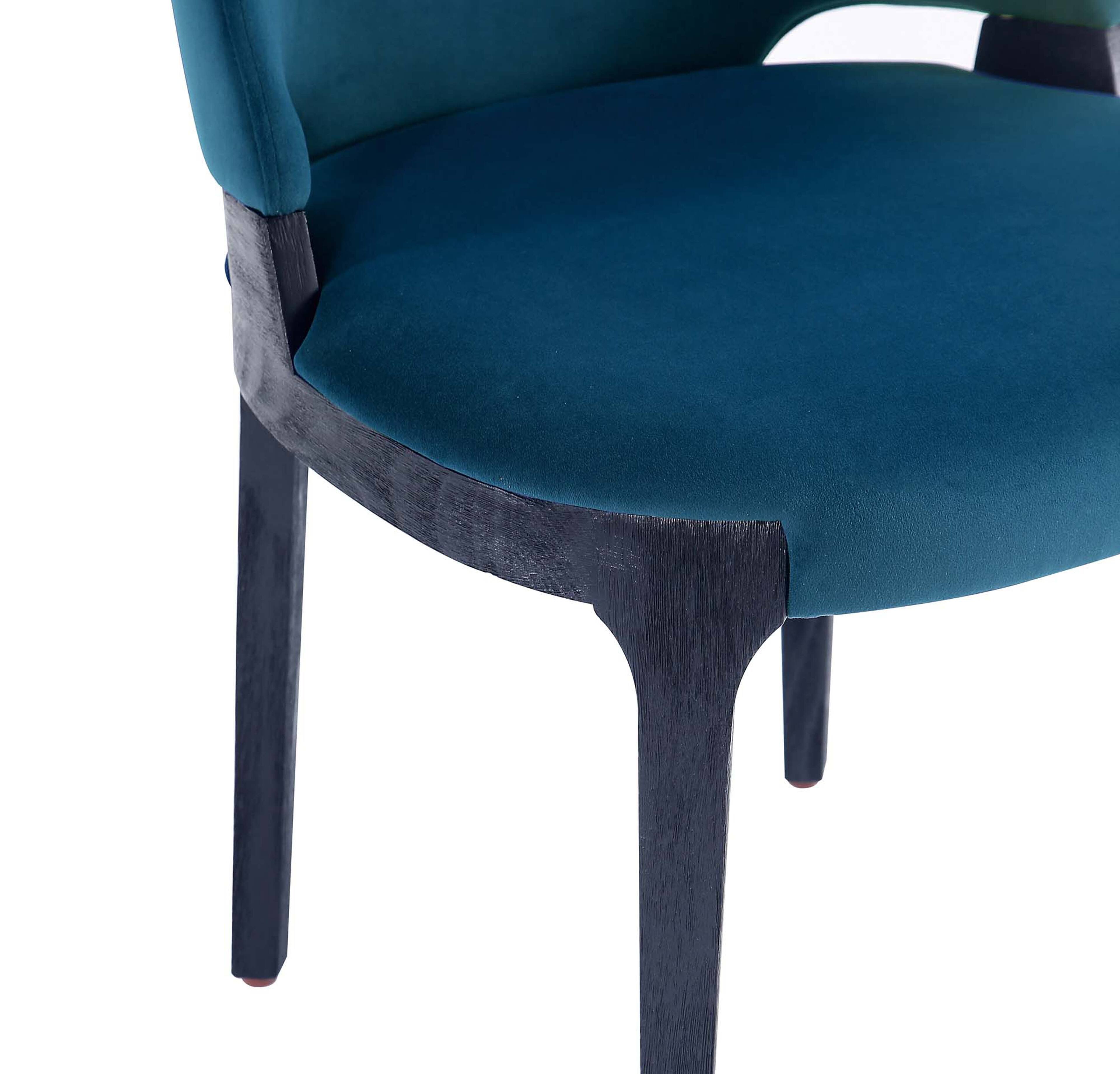 Alt View 1. Manhattan Comfort - Kara Modern Wood Upholstered Dining Chair - Set of 2 - Blue.