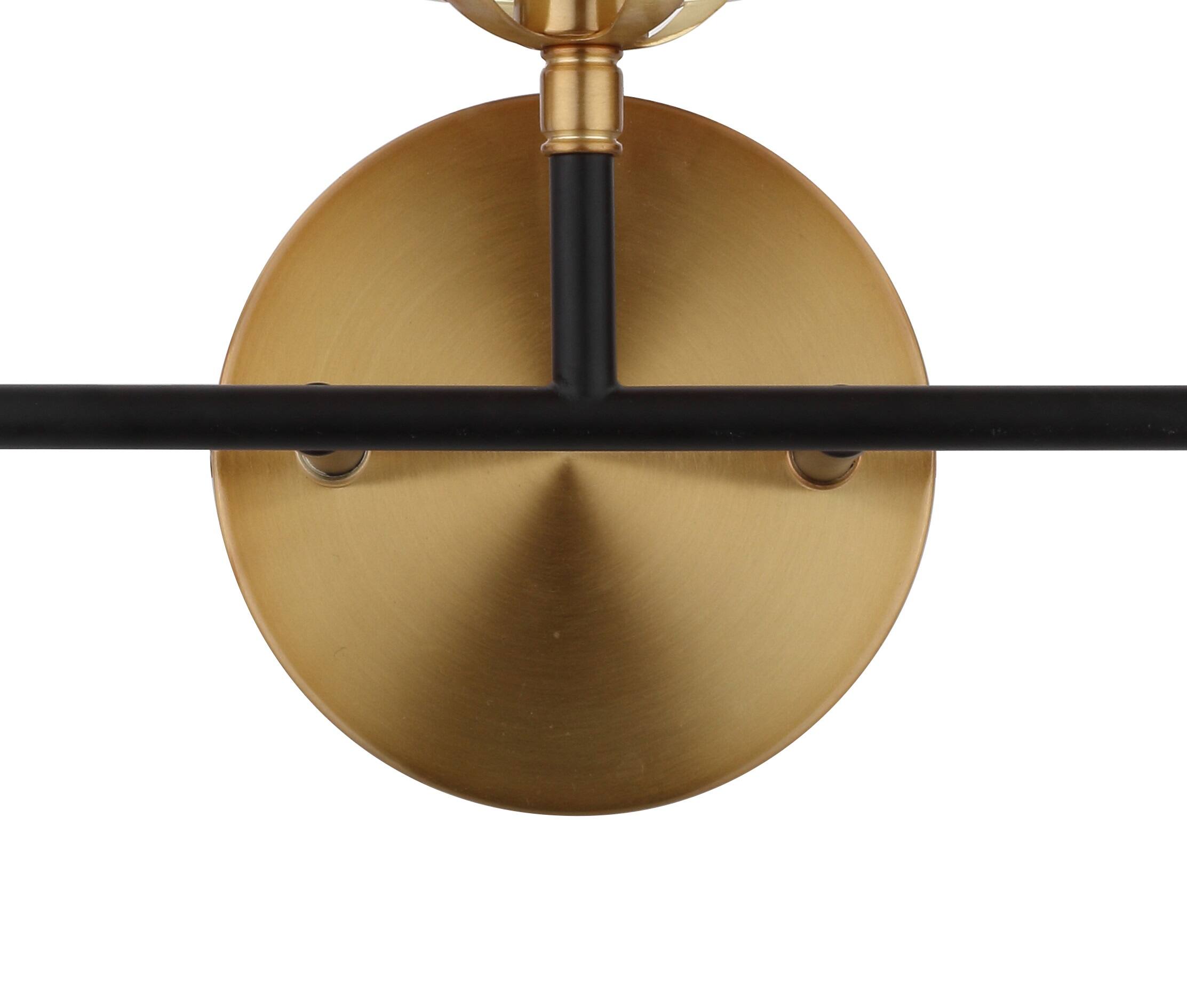 Alt View 5. Jonathan Y - Caleb 22" 3-Light Contemporary Transitional Iron/Glass LED Vanity Light, Brass Gold/Black - Black/Brass Gold.