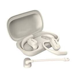 Emerson - NoiseZero Open-Ear Earphones, Smart AI Mic Cancelling 99.999% Noise Max Privacy, Wireless Bluetooth IPX4 - White