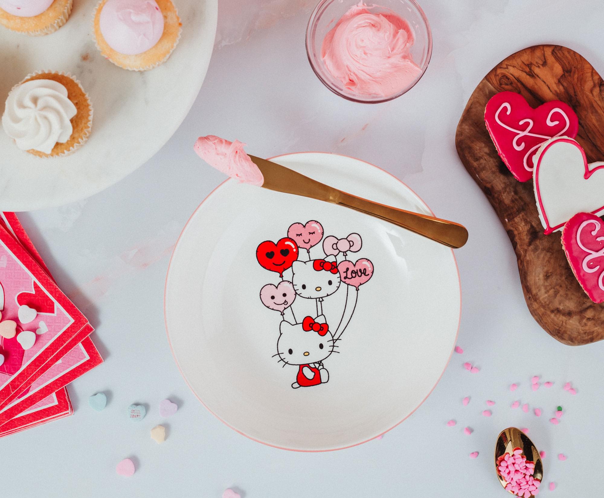 Alt View 3. Silver Buffalo - Sanrio Hello Kitty Balloons 9-Inch Ceramic Coupe Dinner Bowl - Pink.
