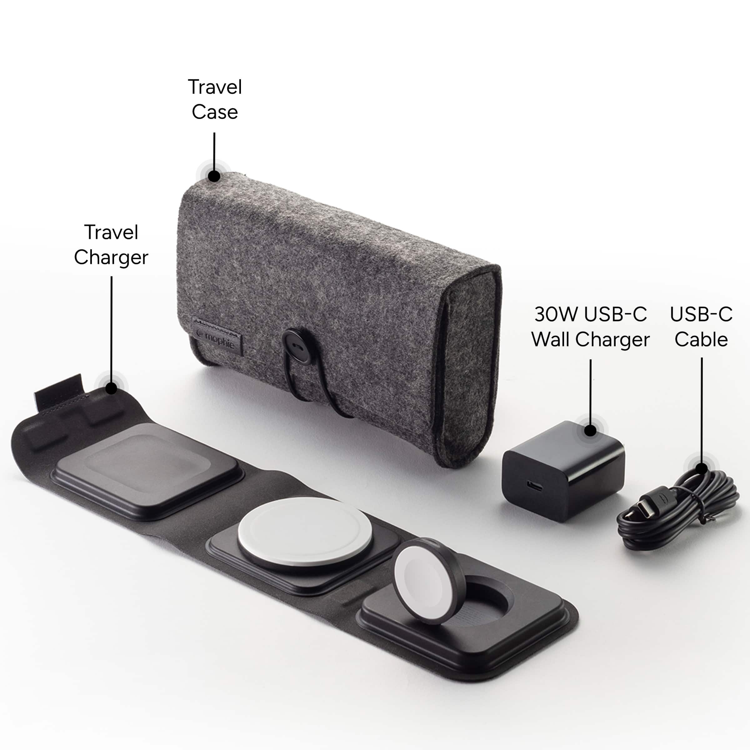 Travel Case Travel Charger mophie 30W USB-C USB-C Wall Charger Cable