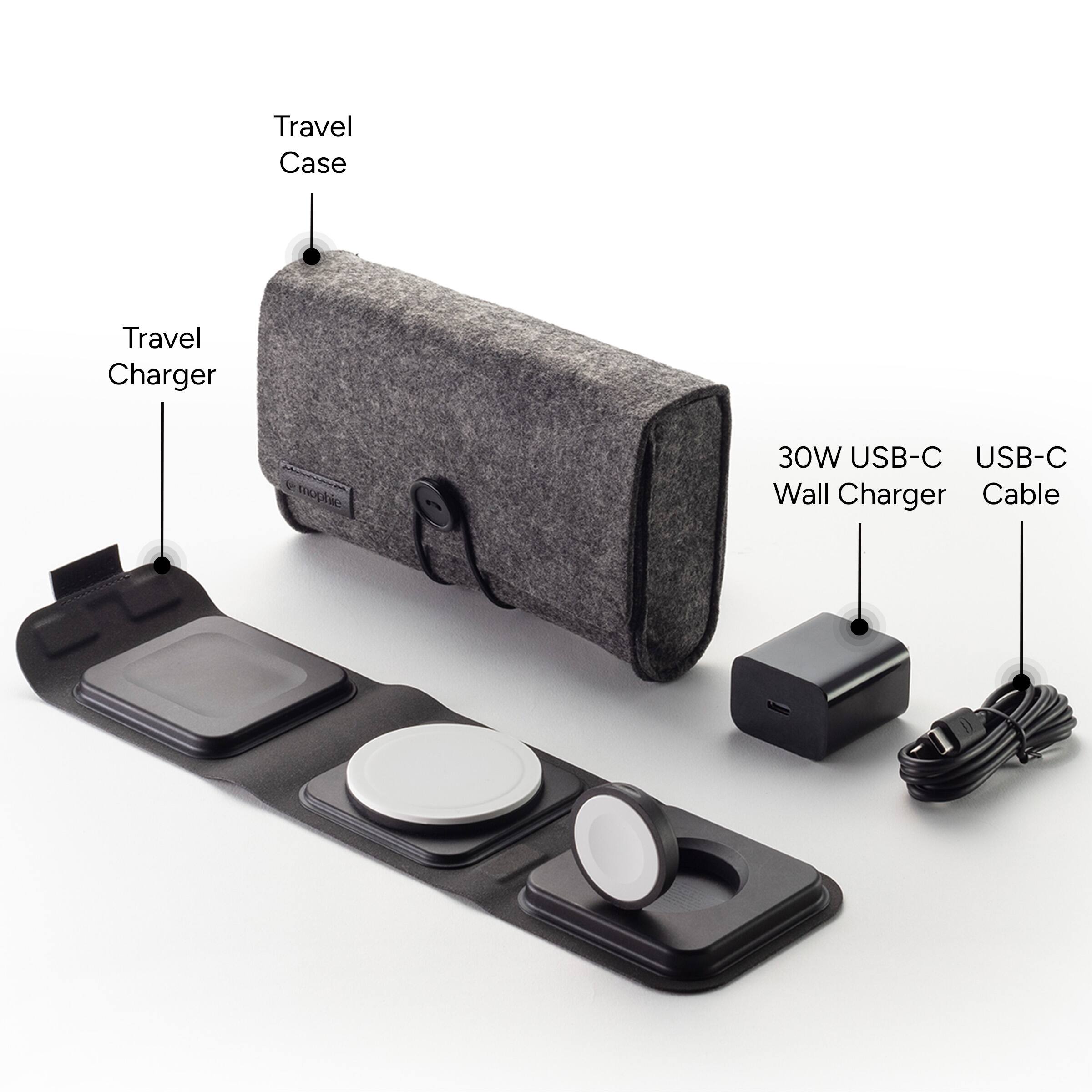 Travel Case Travel Charger mophie 30W USB-C USB-C Wall Charger Cable