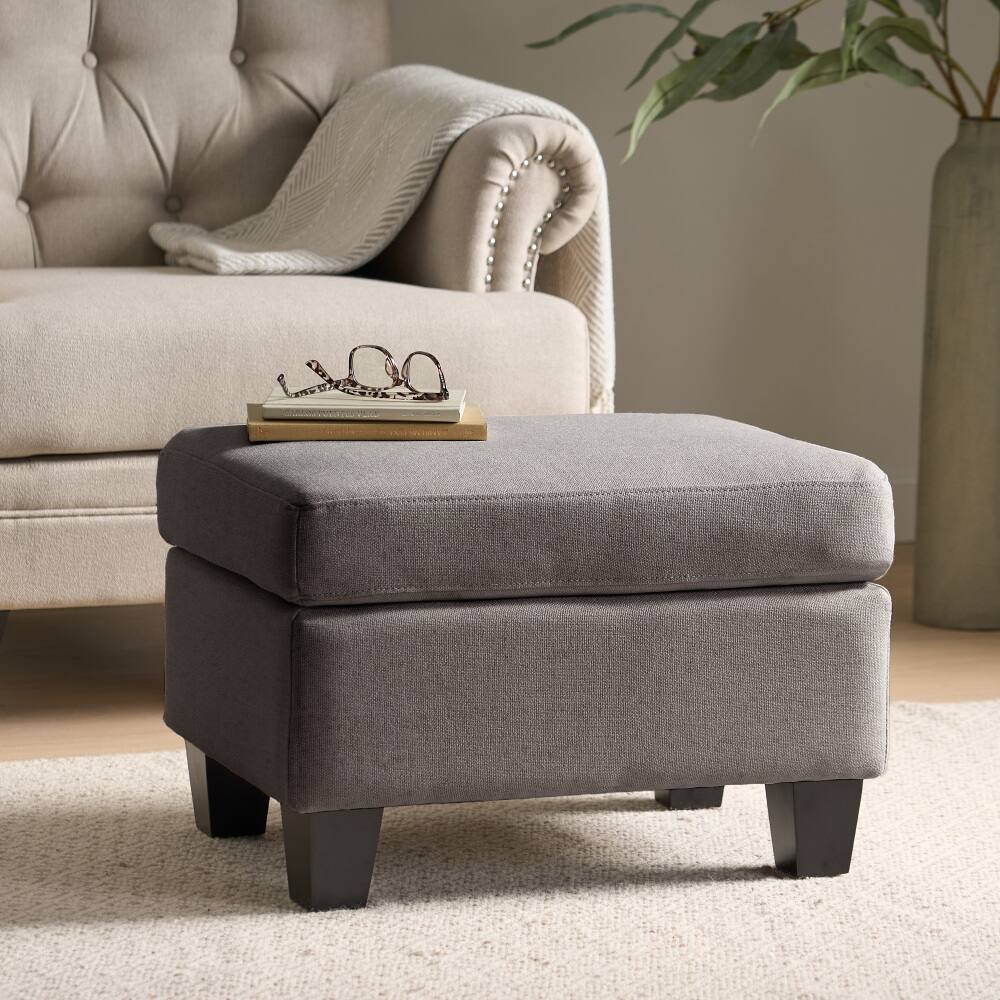 PDTEND - Contemporary Grey Upholstered Ottoman for Bedroom - Gray