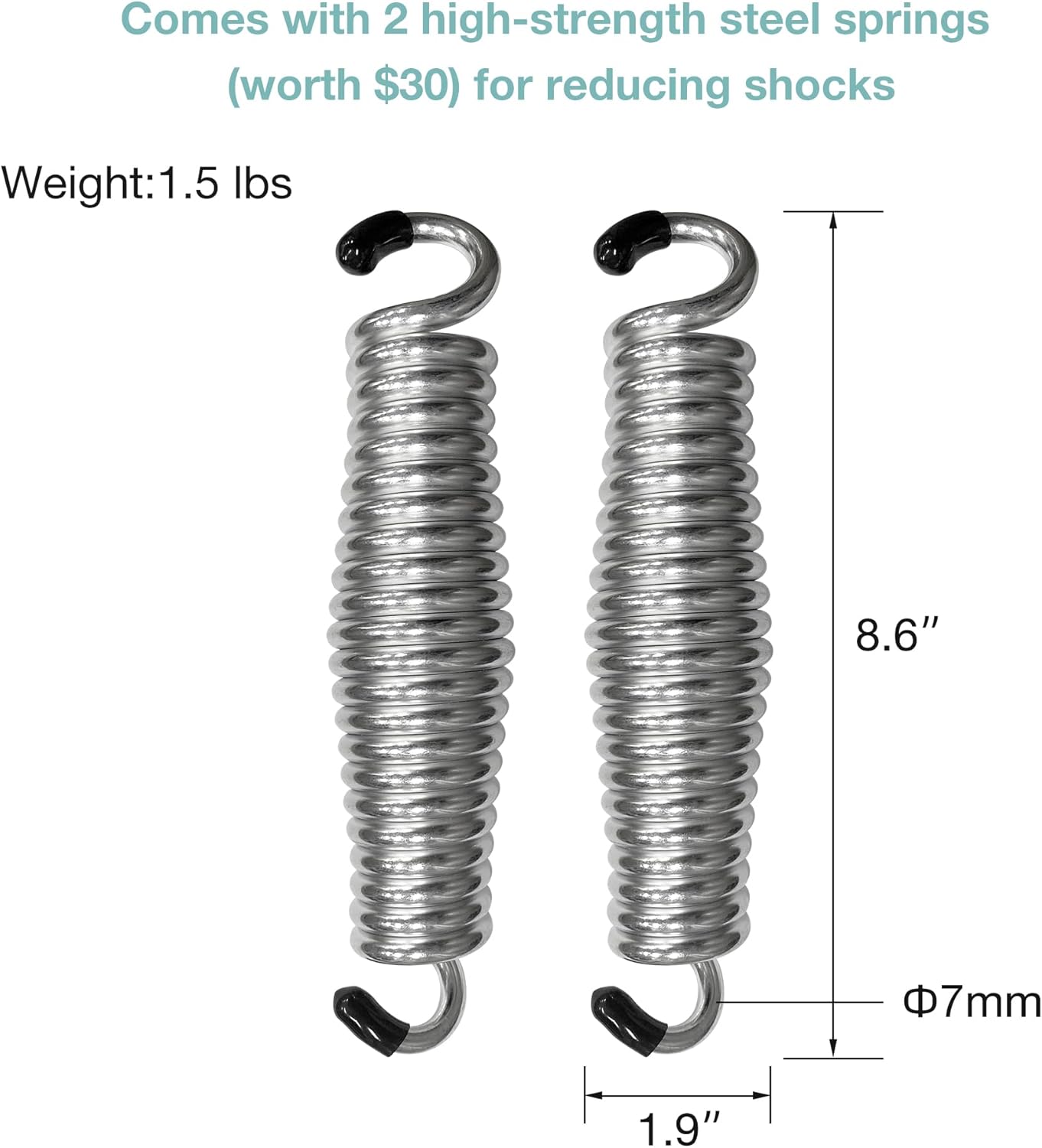 Comes with 2 high-strength steel springs (worth $30) for reducing shocks

Weight: 1.5 lbs

8.6"  
Φ7mm  
1.9"