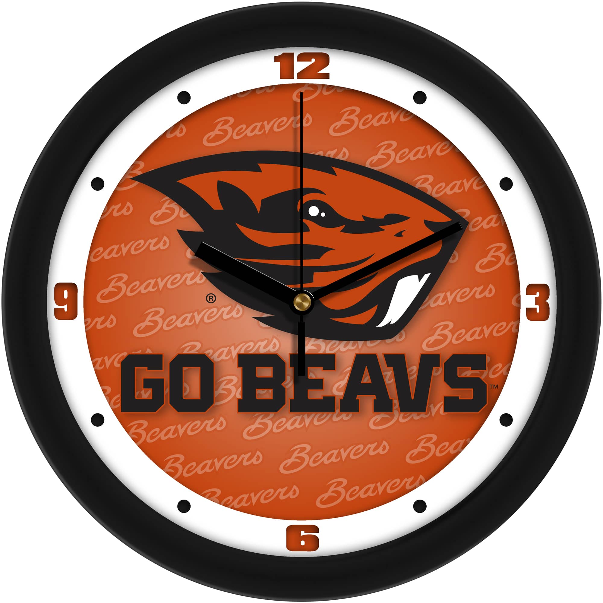 MpDirect - Oregon State Beavers 11.5'' Suntime Premium Glass Face Dimension Wall Clock - Multicolor