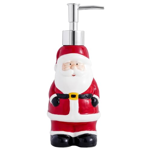 Front. Dapper Styles - Ceramic Soap Dispenser Christmas Decor 3d Jolly Santa Claus Design Refillable Liquid Hand Bottle With Pump ... - 6.