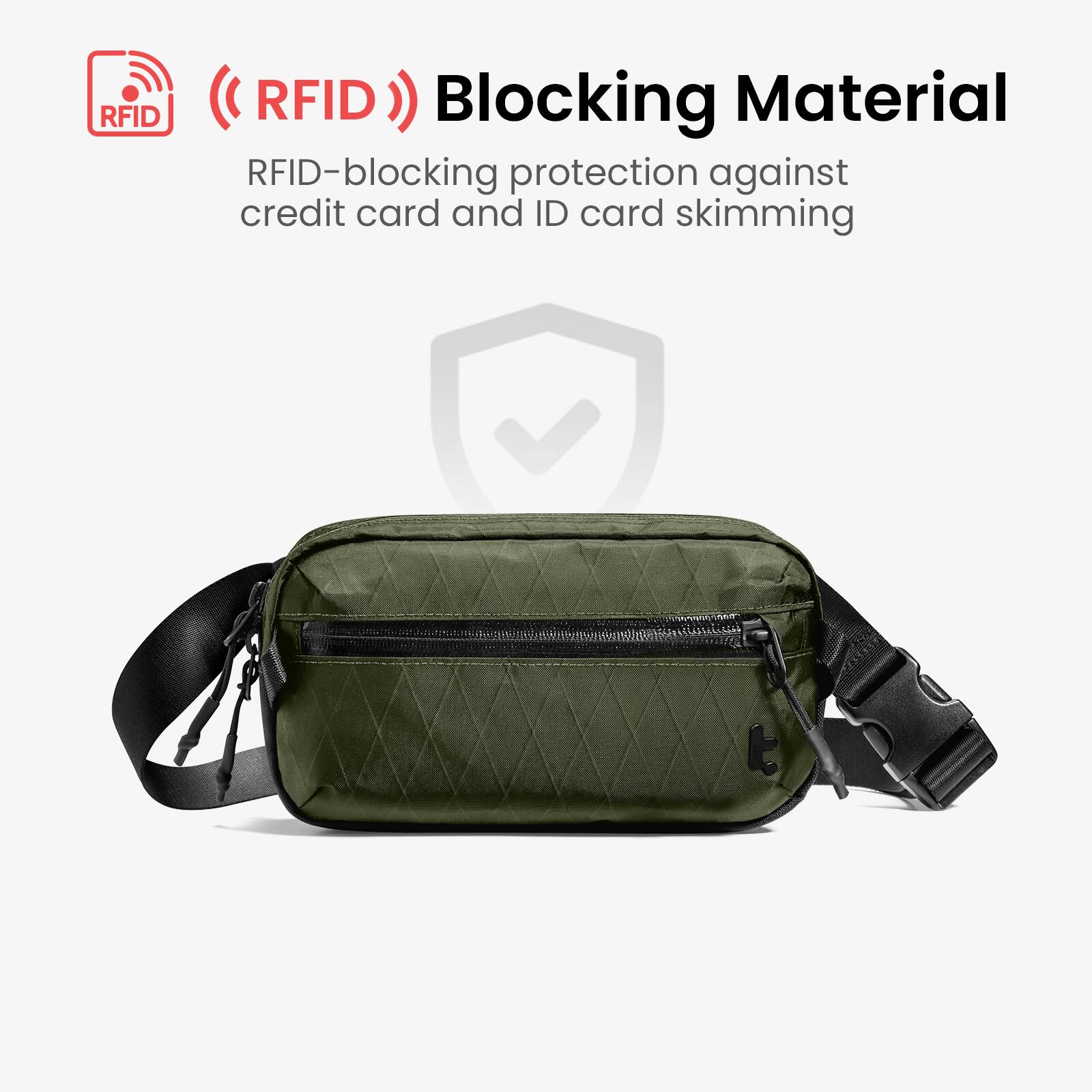 RFID Blocking Material  
RFID-blocking protection against credit card and ID card skimming