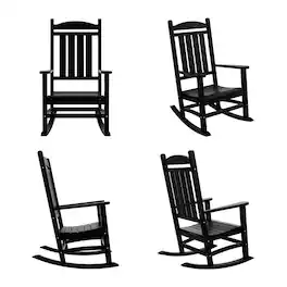 WestinTrends - Malibu Outdoor Patio Poly Classic Porch Rocking Chair (Set of 4) - Black