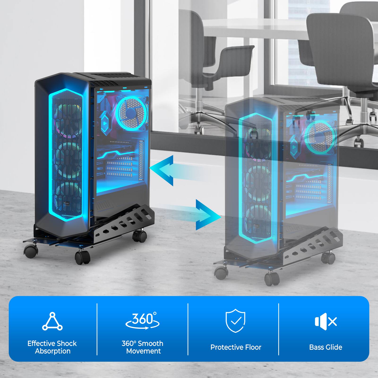 - Effective Shock Absorption
- 360° Smooth Movement
- Protective Floor
- Bass Glide