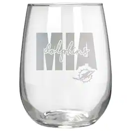 Great American Products - Miami Dolphins Etched 17oz. City Stemless Wine Glass - Multicolor