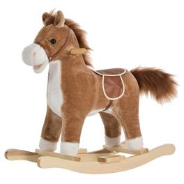 Siljoy - Plush Rocking Horse with Sound, Moving Mouth, Wagging Tail, Wooden Rockers, Toddler Rocker - Brown