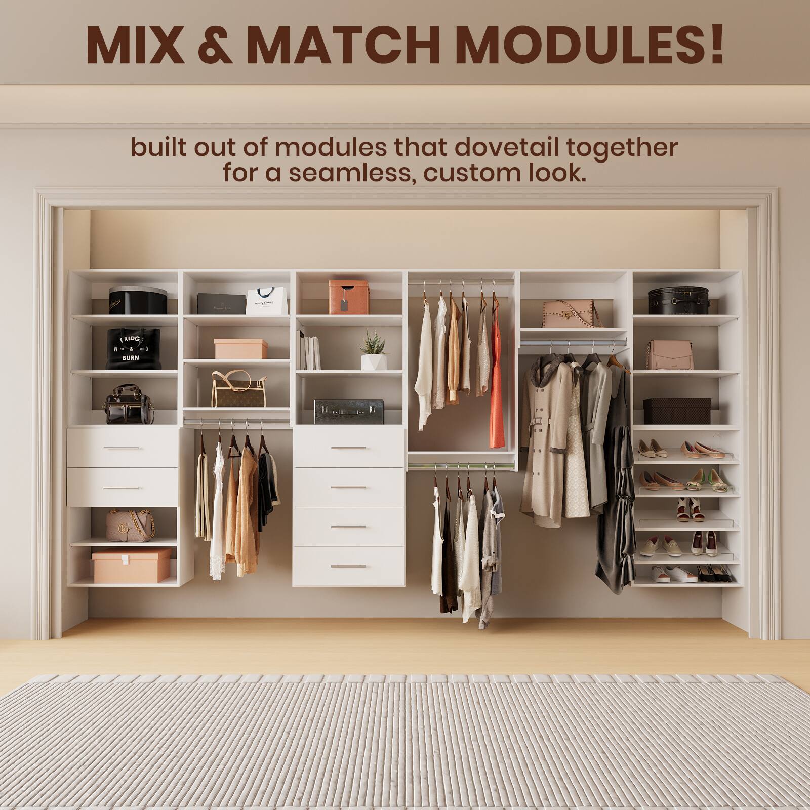 LOVMOR 25.5 in White 4 Drawer Short Tower Closet Unit